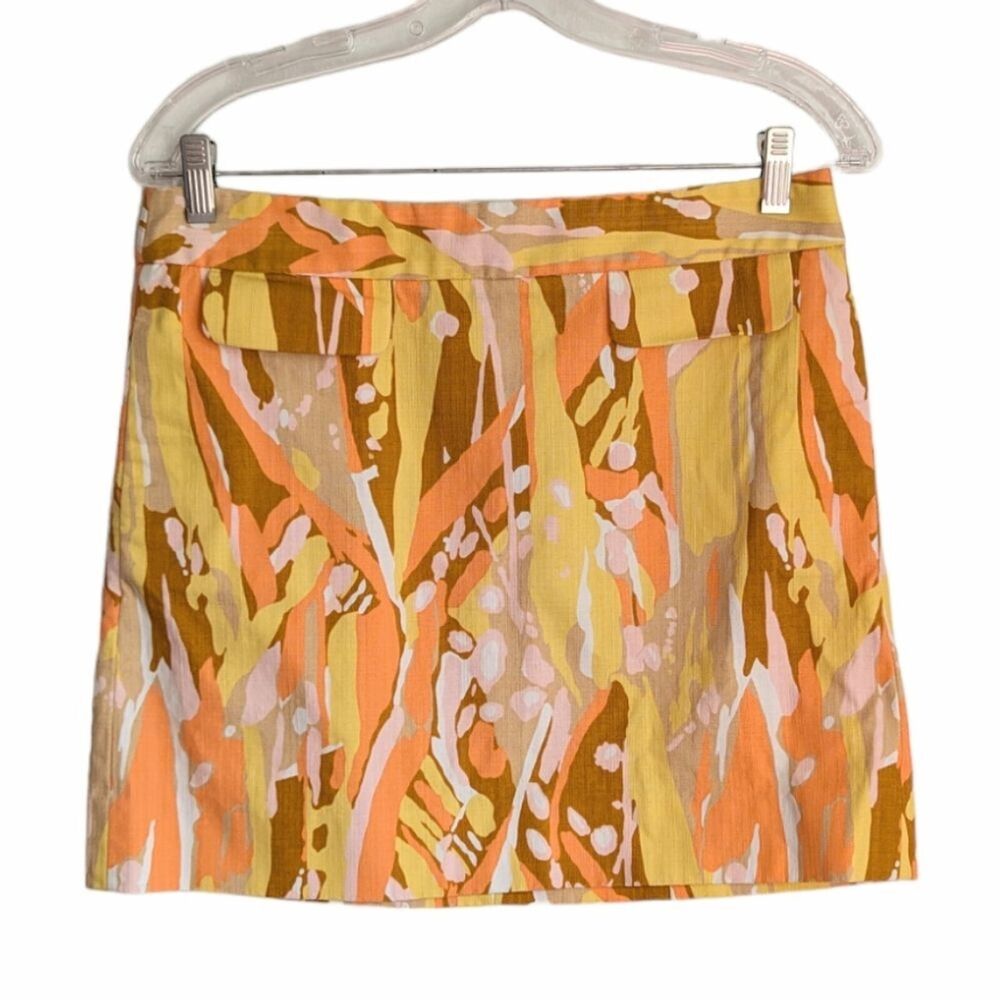 J. Crew Retro style orange and yellow Limoncello mini skirt Size 4